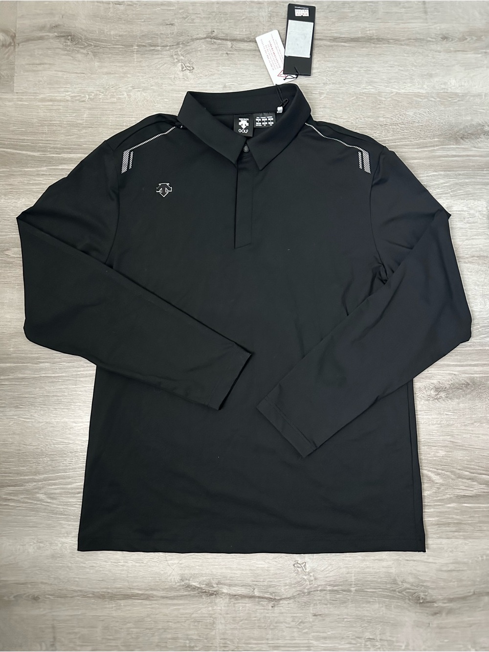 Descente Black Long-Sleeve Golf Polo
